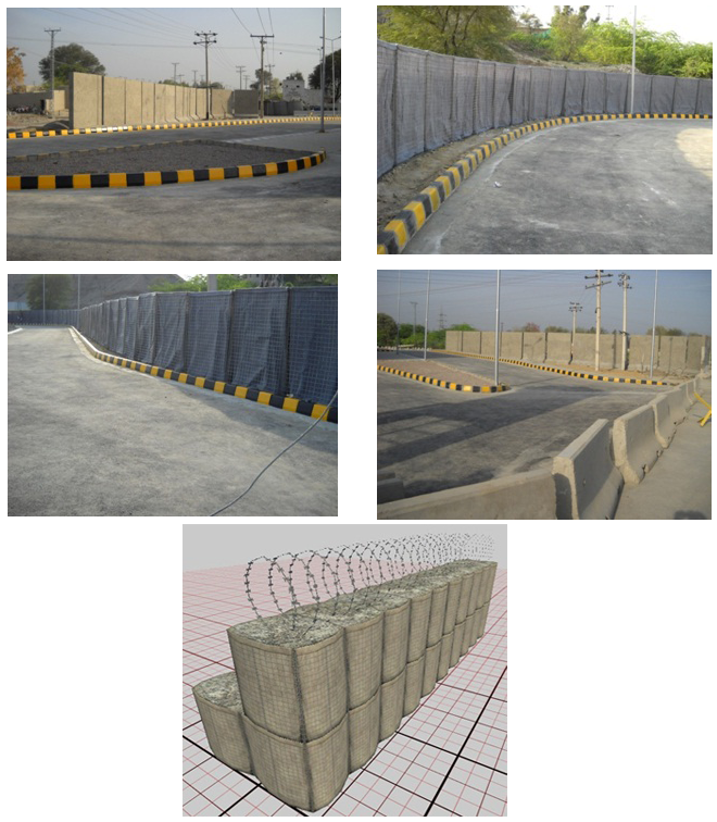Blast T-Walls, HESCO and New Jersey Barriers